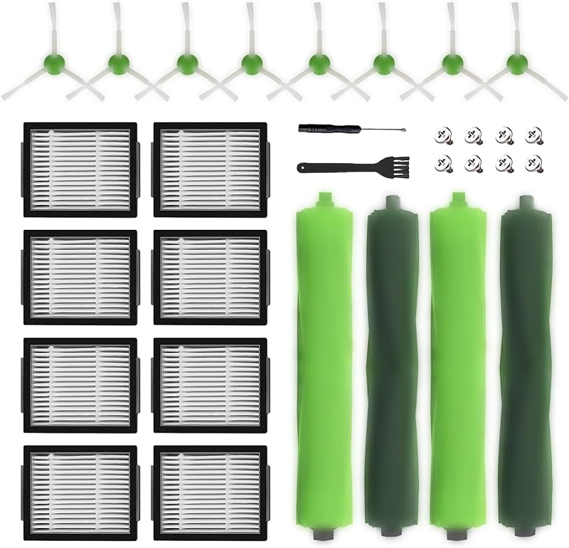 Replacement Parts accessories for irobot Roomba i1+ i7 i7+ i3+ i4+ i6+ i8+ J7+ Plus I & J Plus series Vacuum Cleaner Inclue 4 Roller Brushes , 8 Filters , 8 Side Brushes