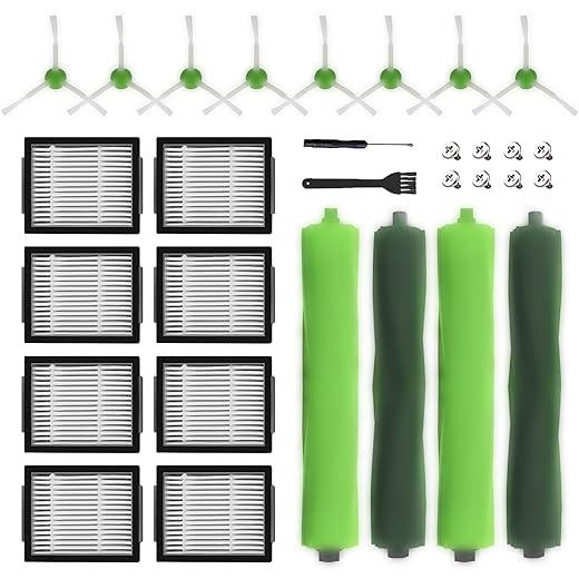 Replacement Parts accessories for irobot Roomba i1+ i7 i7+ i3+ i4+ i6+ i8+ J7+ Plus I & J Plus series Vacuum Cleaner Inclue 4 Roller Brushes , 8 Filters , 8 Side Brushes