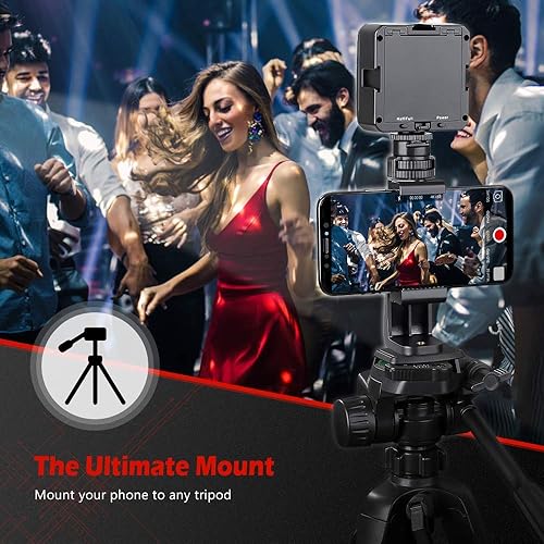 Miniatura 2 de Zeadio Soporte para trípode para teléfono inteligente, abrazadera adaptadora para teléfono celular con soporte de zapata fría, palo selfie y