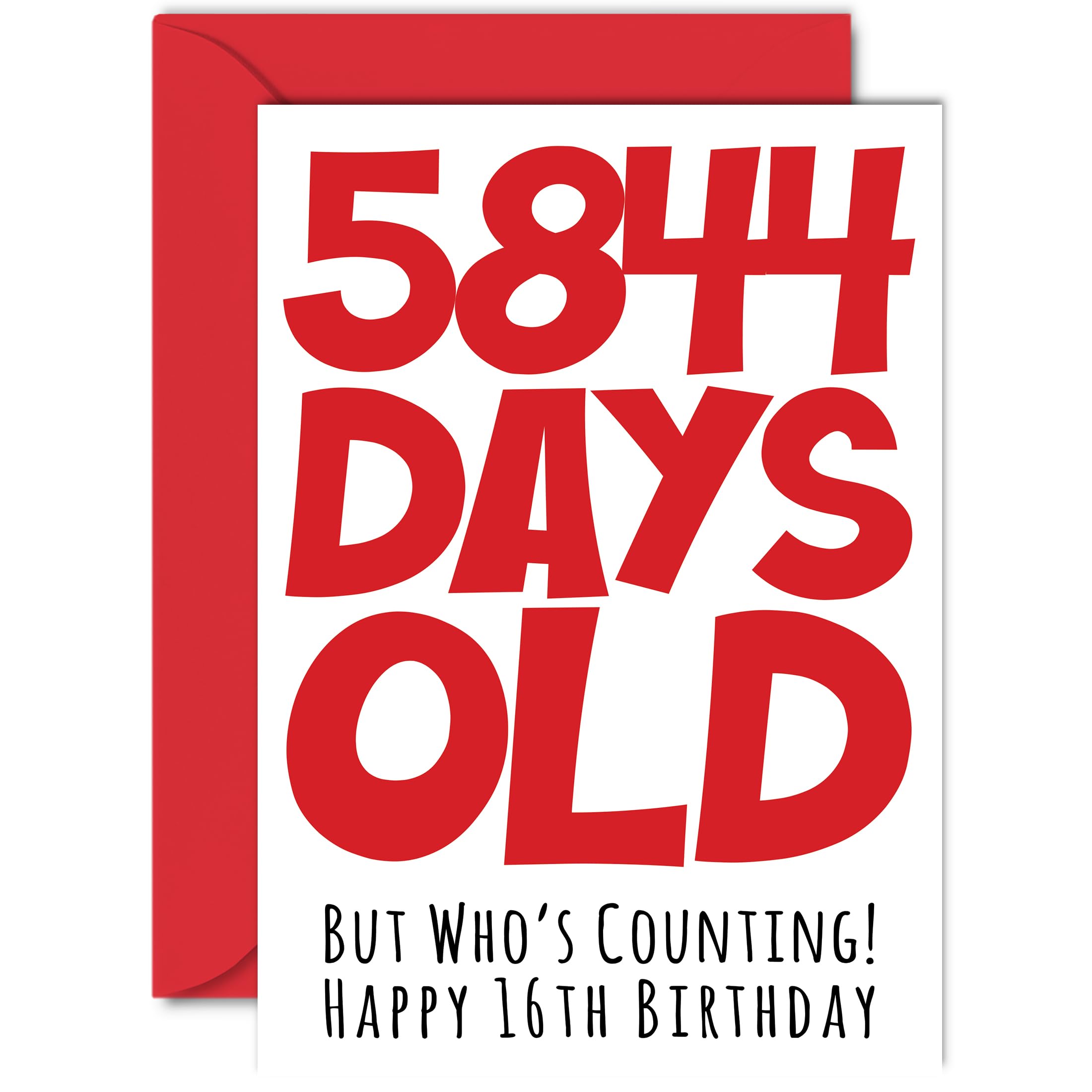 16th Birthday Card for Boys Girls Him Her - 5844 Days Old - Funny Teenager Happy Birthday Card for Brother Sister Son Daughter Cousin, A5 Humour Joke Greeting Cards