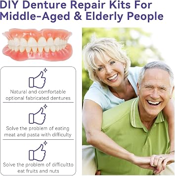 Dentures False Teeth DIY Kit Easy and Convenient DIY False Teeth Repair Missing Teeth or DIY Full Denture Kit False Teeth Upper and Lower Temporary False Teeth