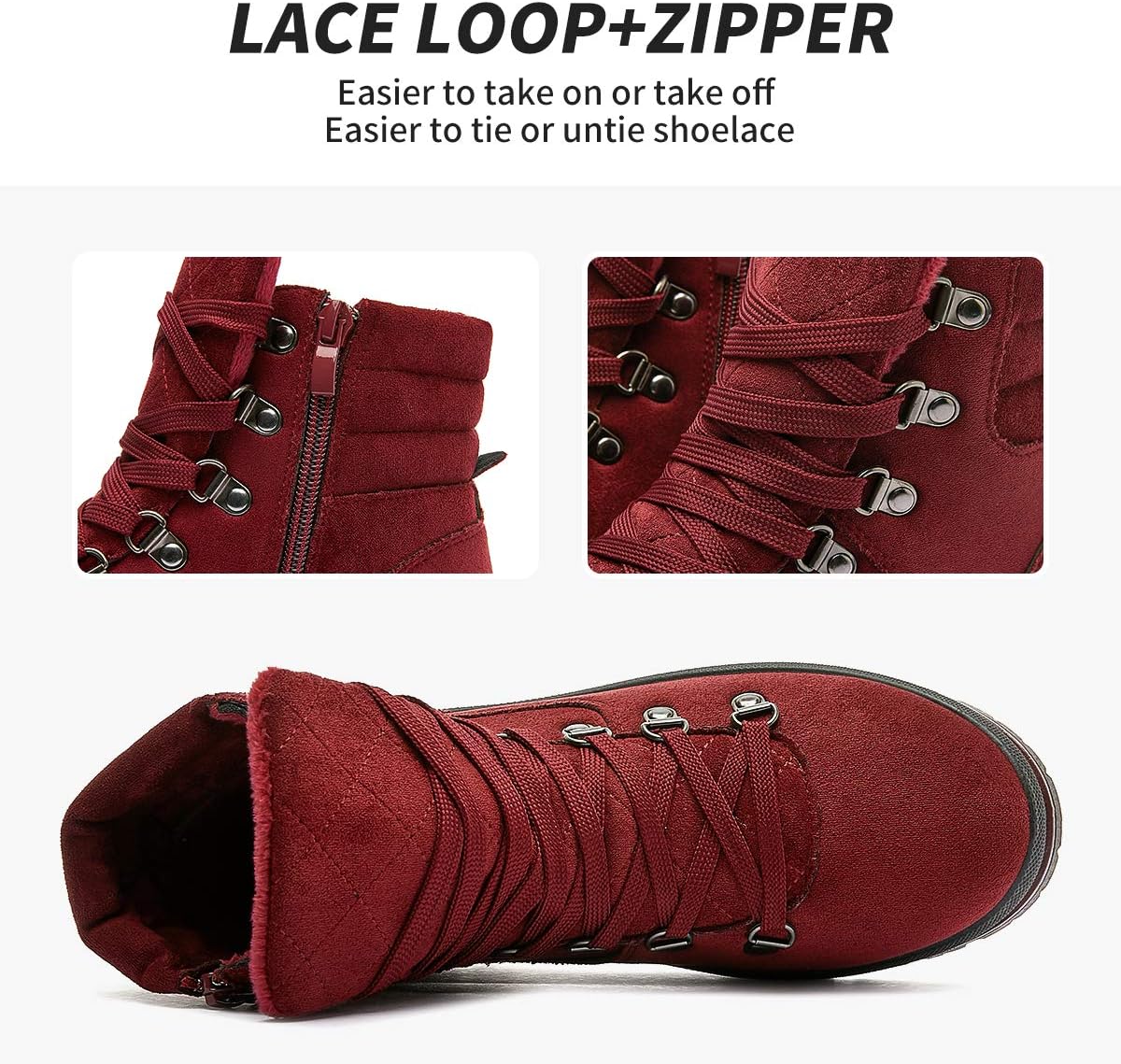 FRACORA Womens Combat Boots Winter Ankle Boots for Women image 3