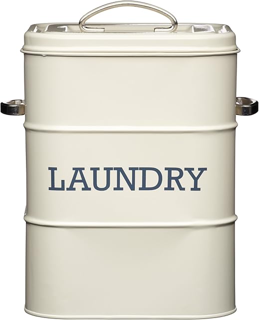 KitchenCraft Living Nostalgia LNLAUNDRYCRE 3 kg Metal Laundry Powder Tin, 19 x 16 x 27 cm - Antique Cream