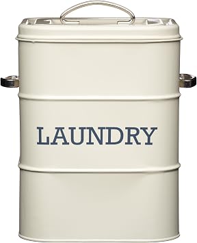 Living Nostalgia KitchenCraft LNLAUNDRYCRE 3 kg Metal Laundry Powder Tin, 19 x 16 x 27 cm - Antique Cream
