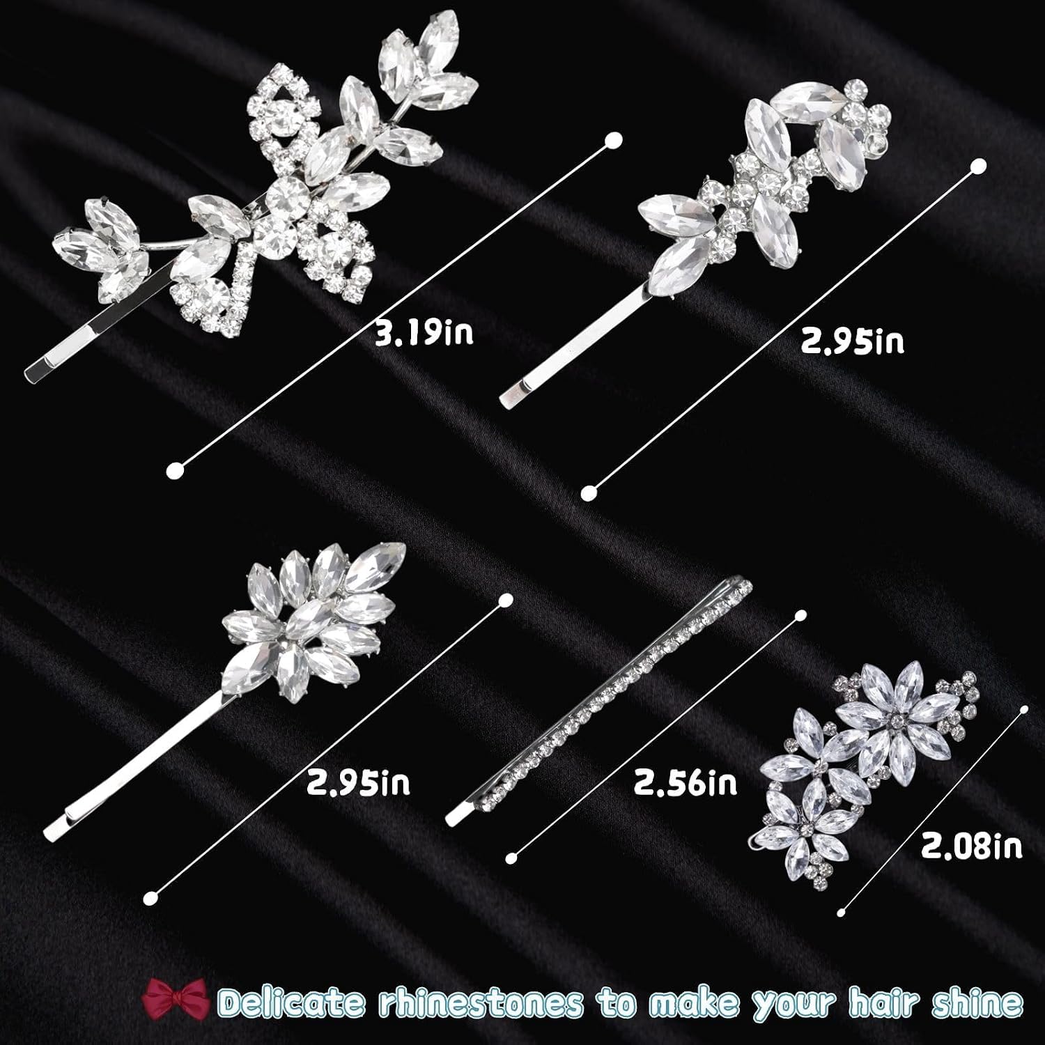 10pcs Crystal Flower Bridal Hair Clips for Women Girls Rhinestone Wedding Hair Clips For Brides Jewelry Barrette for Brides