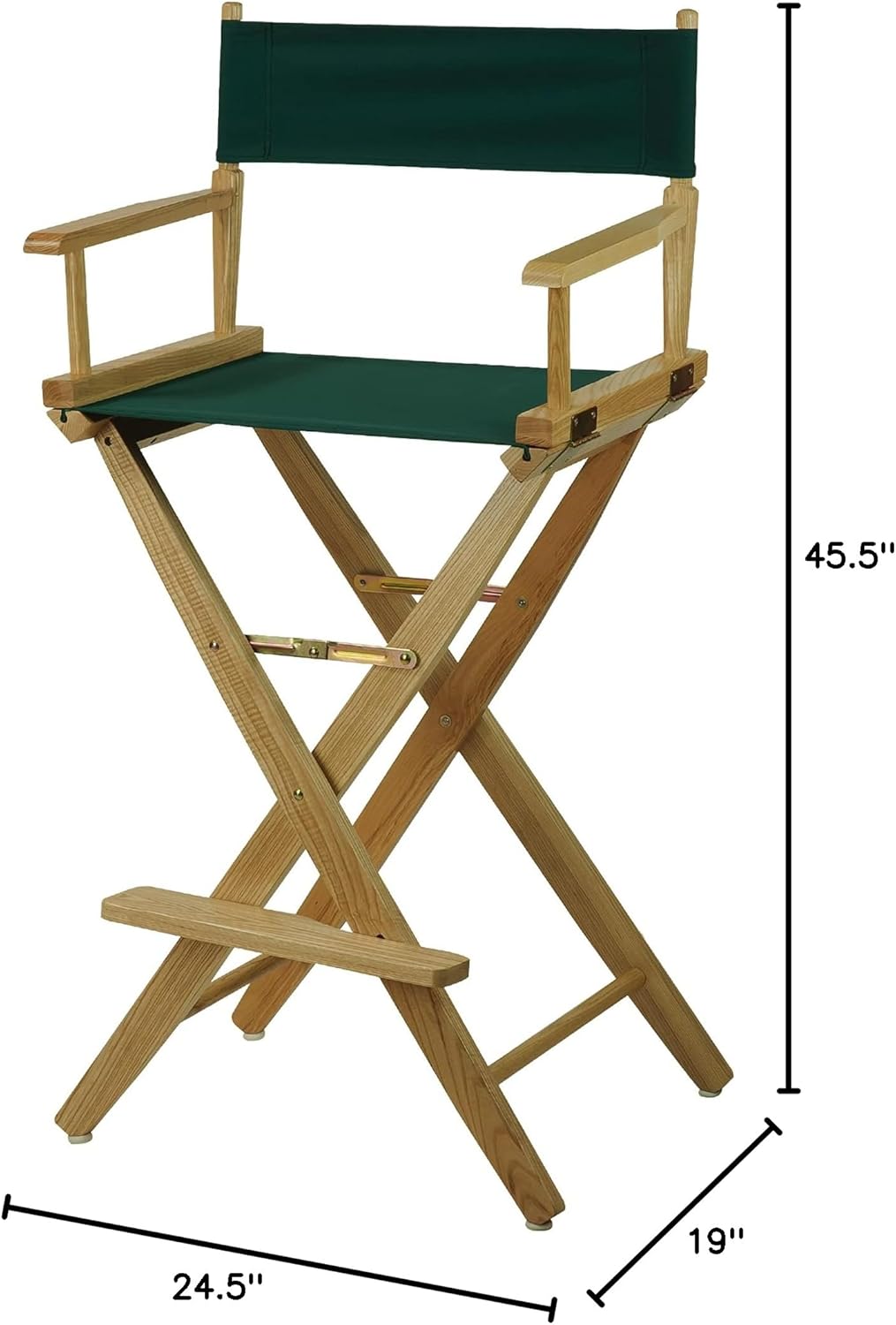 American Trails Extra-Wide Premium Directors Chair 30" H Bar Height Natural Frame Hunter Green Canvas
