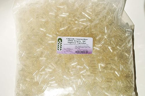 Vacías 00 cápsulas de tapioca, veganas y vegetarianas, de calidad premium (5000 unidades)