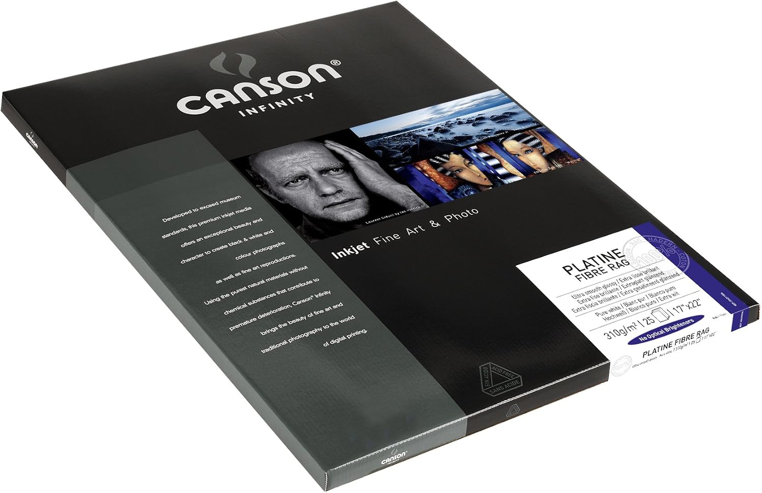 Canson Infinity Platine Fibre Rag Fine Art Paper, 310 Gram , 17 x 22 Inch, 25 Sheets