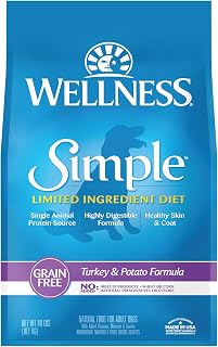 Simple Limited Ingredient Dry Dog Food for Sensitive Stomachs, Supports Skin & Coat, Grain Free, Natural, Turkey & Potatoe Recipe, (40-Pound Bag)