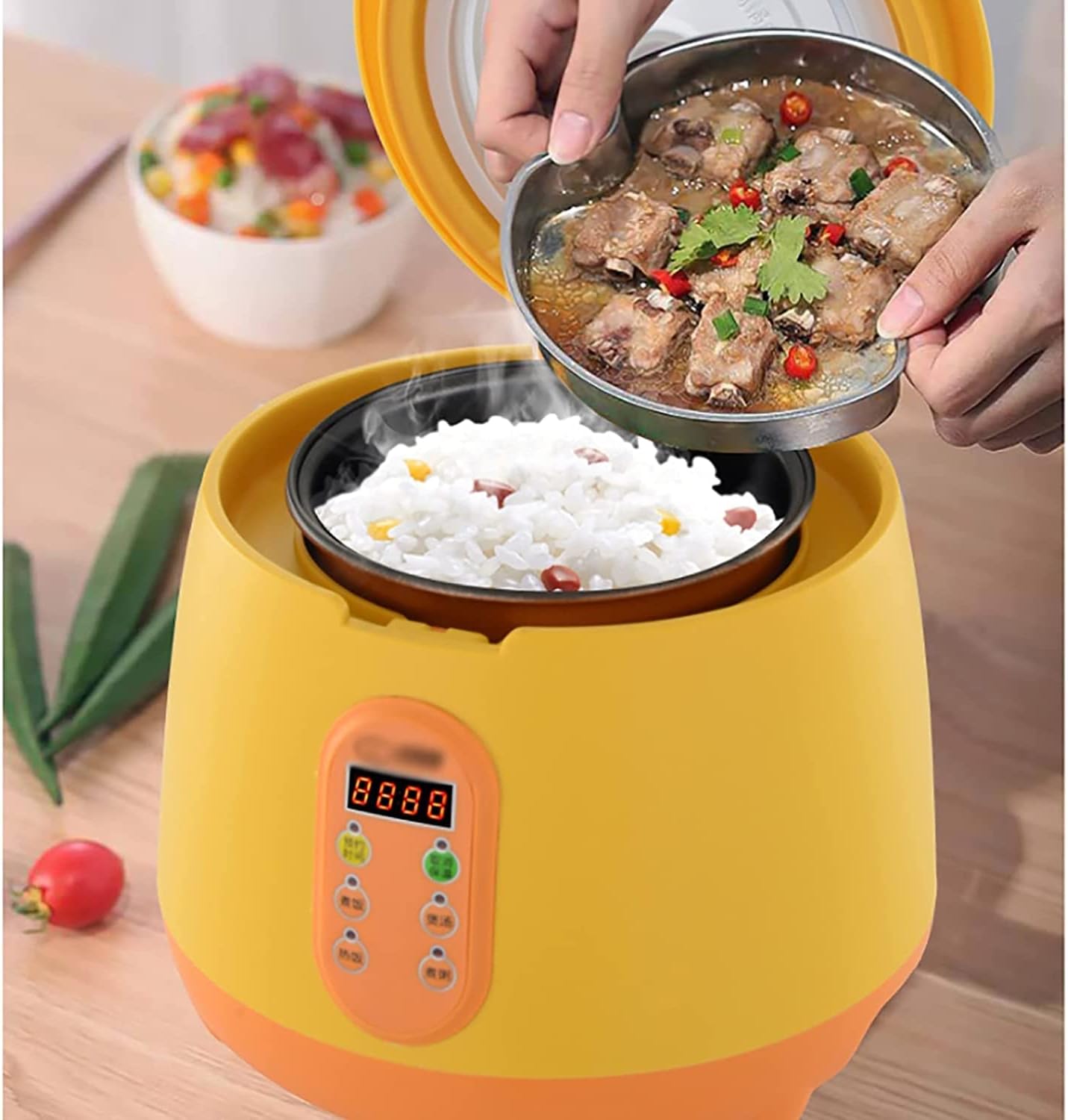 Rice Cooker with Steamer Household Dormitory Mini Rice Cooker, One-Button Switch, Automatic Heat Preservation, for 1-2 People (A) ()
