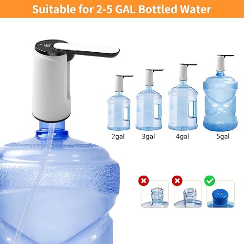 Miniatura 2 de Bomba de agua para botellas de 5 galones, carga USB, bomba de agua potable automática, dispensador de agua eléctrico portátil/interruptor