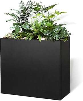 Metal Rectangular Planter 30" L x 12" W x 24" H Tall Metal Planter Box with Removable Insert Shelf for Outdoor, Indoor, Garden