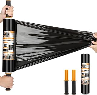 ストレッチフィルム 厚さ20u 梱包用ラップ 持ち手2本付き 手巻き用 梱包用品 お手軽 簡単 業務用ラップ 引越し 荷造り 片付け 本 新聞 (1, 380mmx301m)