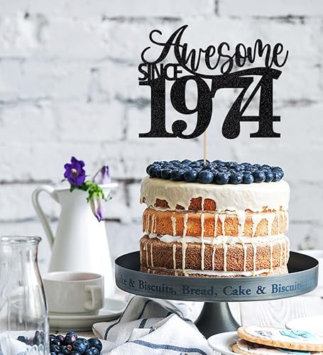 Miniatura 3 de BIABISD Impresionante decoración para tartas desde 1974, decoración para tartas de cumpleaños 50, para hombres y mujeres de 50 años, hechos a mano