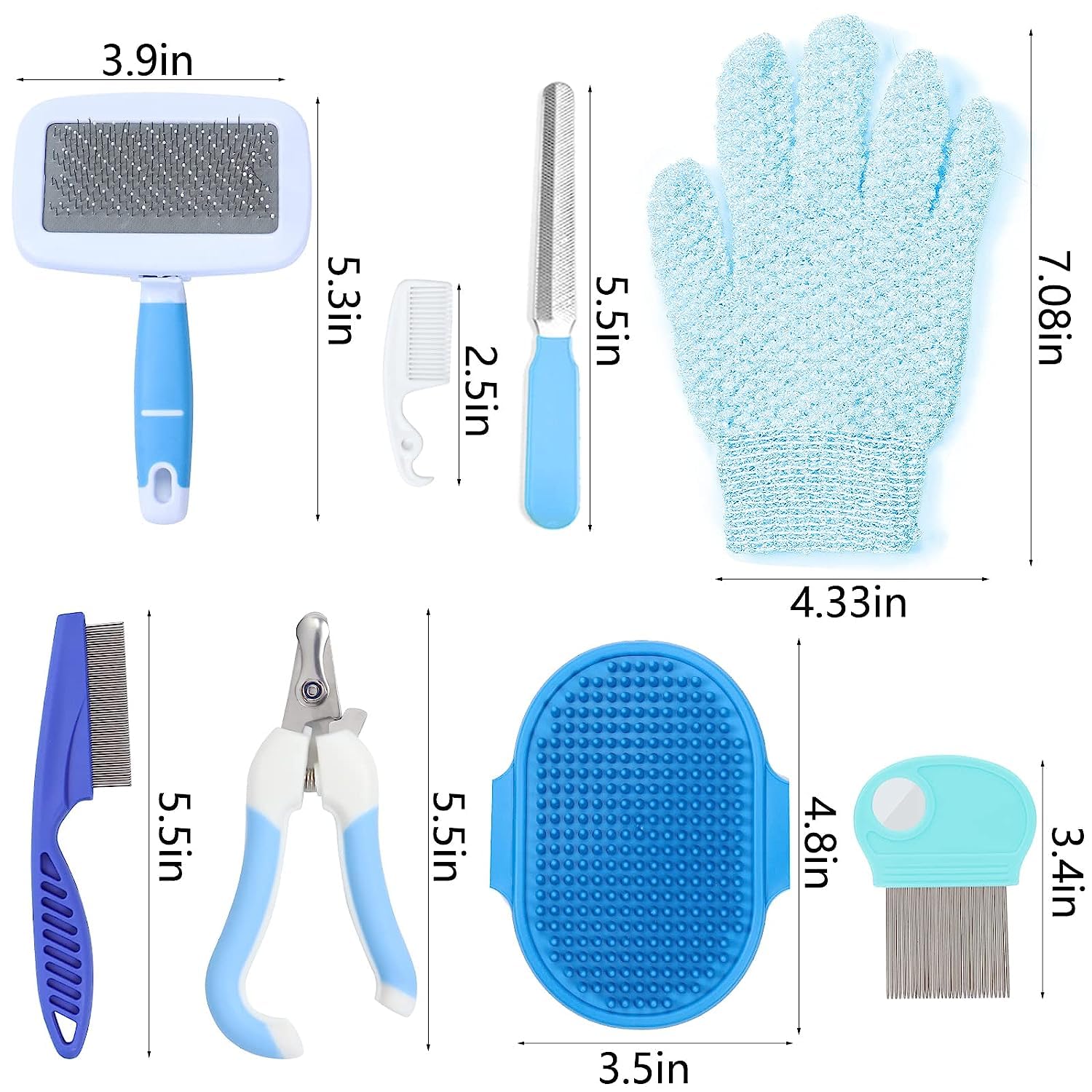 MIAOZ Kit d'entretien pour lapins coupe-ongles et tondeuse, épilateur et lime, peigne à puces, shampoing, brosse multifonction pour petits animaux
