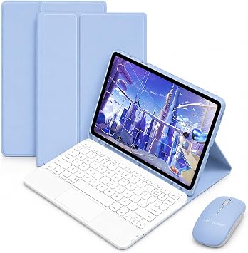 Microcase Samsung Galaxy Tab A11 Plus 11 inch Tablet Uyumlu Bluetooth Touchpad Klavye+Bluetooth Mouse+Standlı Kılıf-BKK7 (Siyah)
