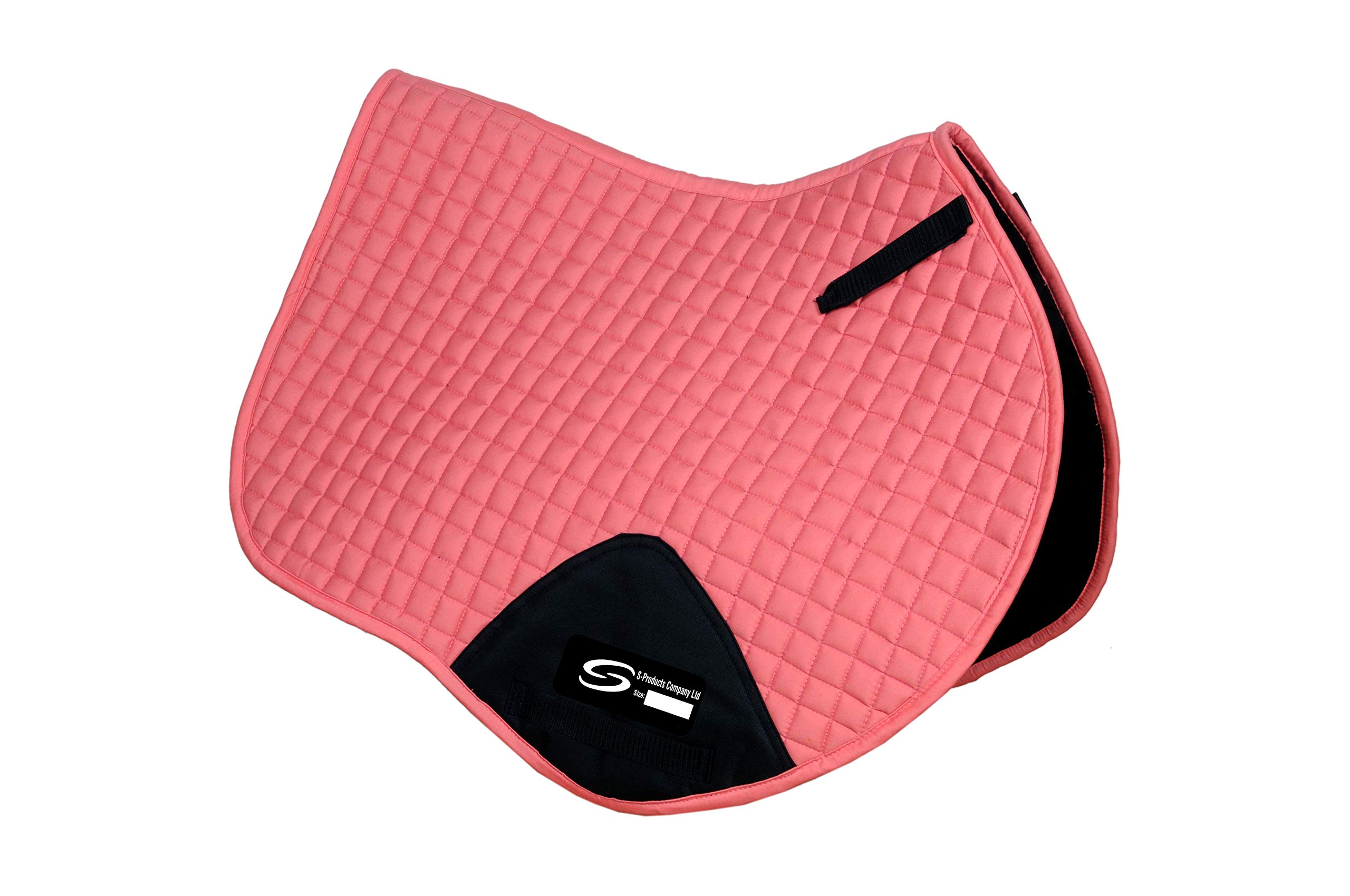 S-Products HORSE RIDING FULL JUMPING EVENT SQUARE SADDLE PAD CLOTH NUMNAH FLEECE LINING (Full, Blush Pink) — image 1