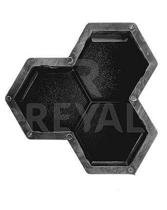 Reyal Mould and Concrete Spacers Tri-Hexa Paver Block Mould 60mm (Black PVC Rubber) | DIY Paver Mould | For Outdoor Garden Road Paving Tiles | Pathmaker Mould