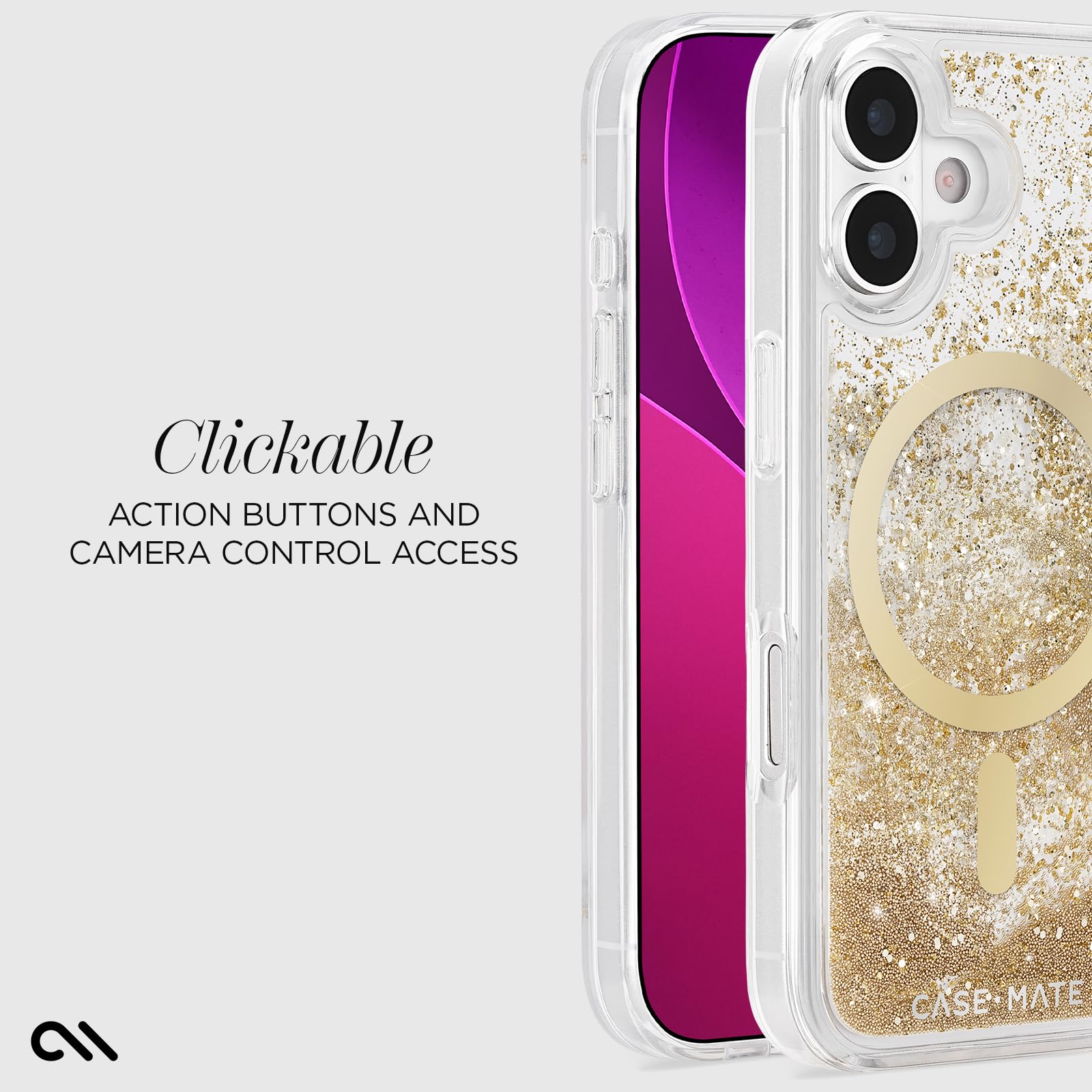 Case-Mate Funda para iPhone 17 [Compatible con MagSafe] - Funda para teléfono con Purpurina líquida y protección contra caídas de 12 pies - Funda magnética iPhone 17 - Cascada
