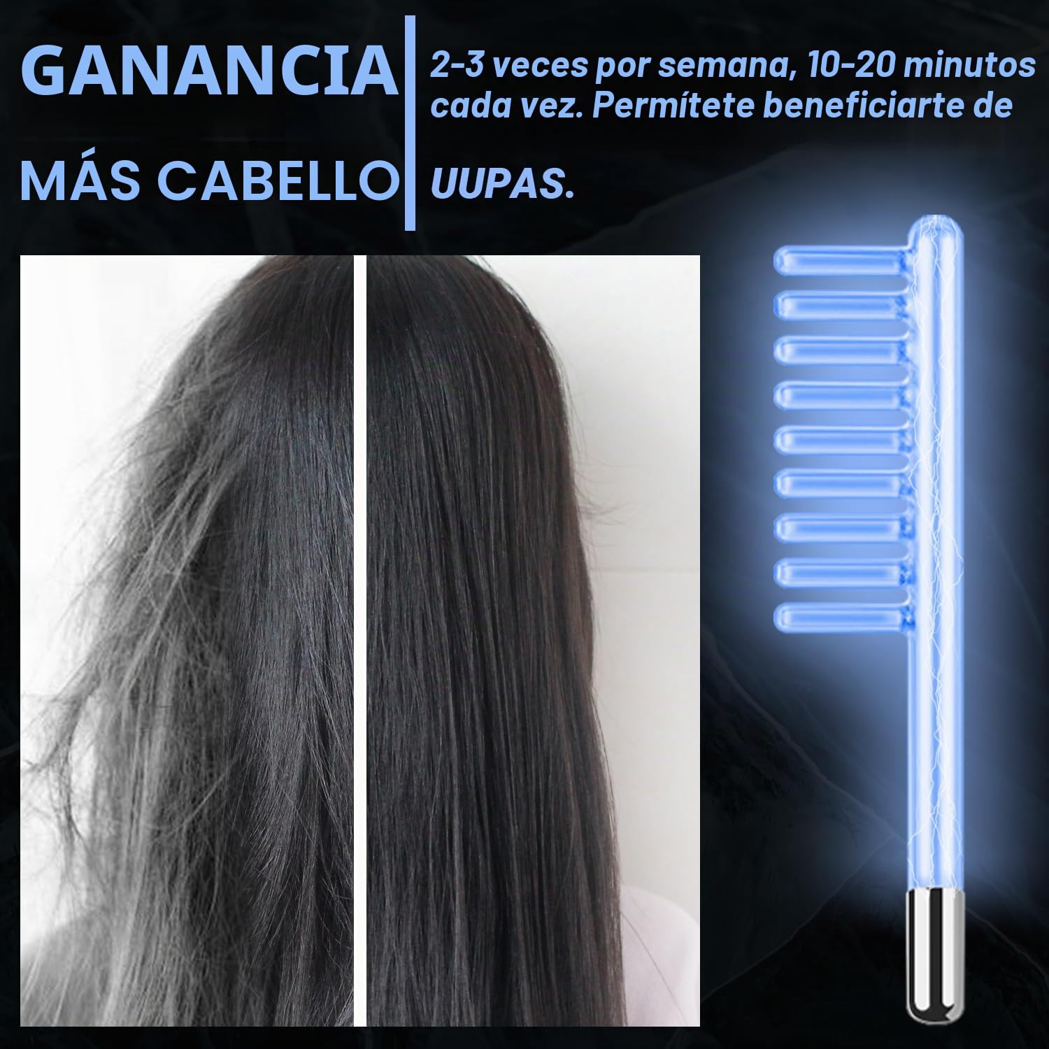 UUPAS 4 en 1 Azul Máquina Facial de Alta Frecuencia Profesional - Dispositivo de Estiramiento de la Piel
