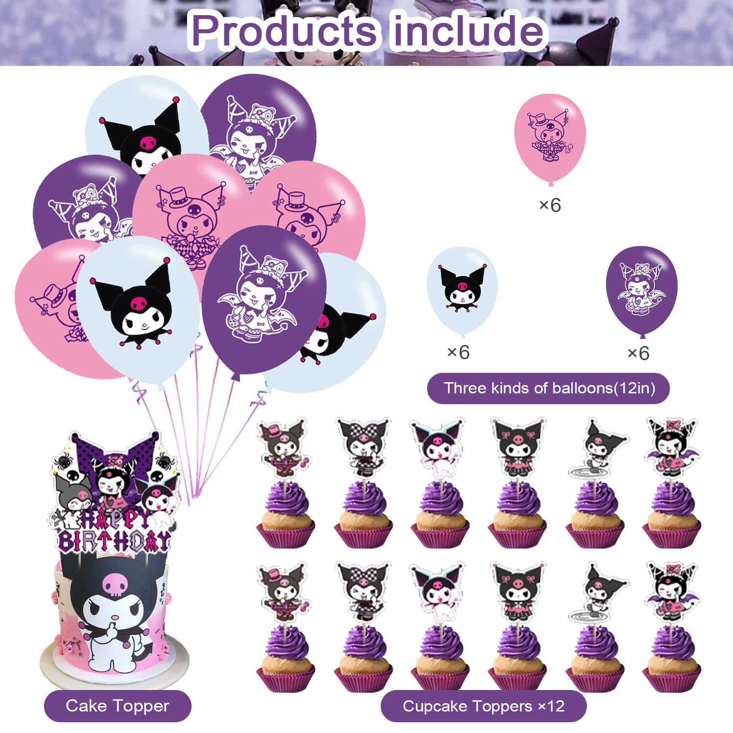 25PCS Kuromi And Melody Cake Toppers Cupcake Toppers Cake Decorations