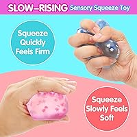 Vista 5 de Fidget Toy Stress Cube- 4 Pack Sensory Squeeze Toys, Slow Rising Squishy Cube Filled with Thick Substance and Snowflakes Crafts, Anxiety Stress