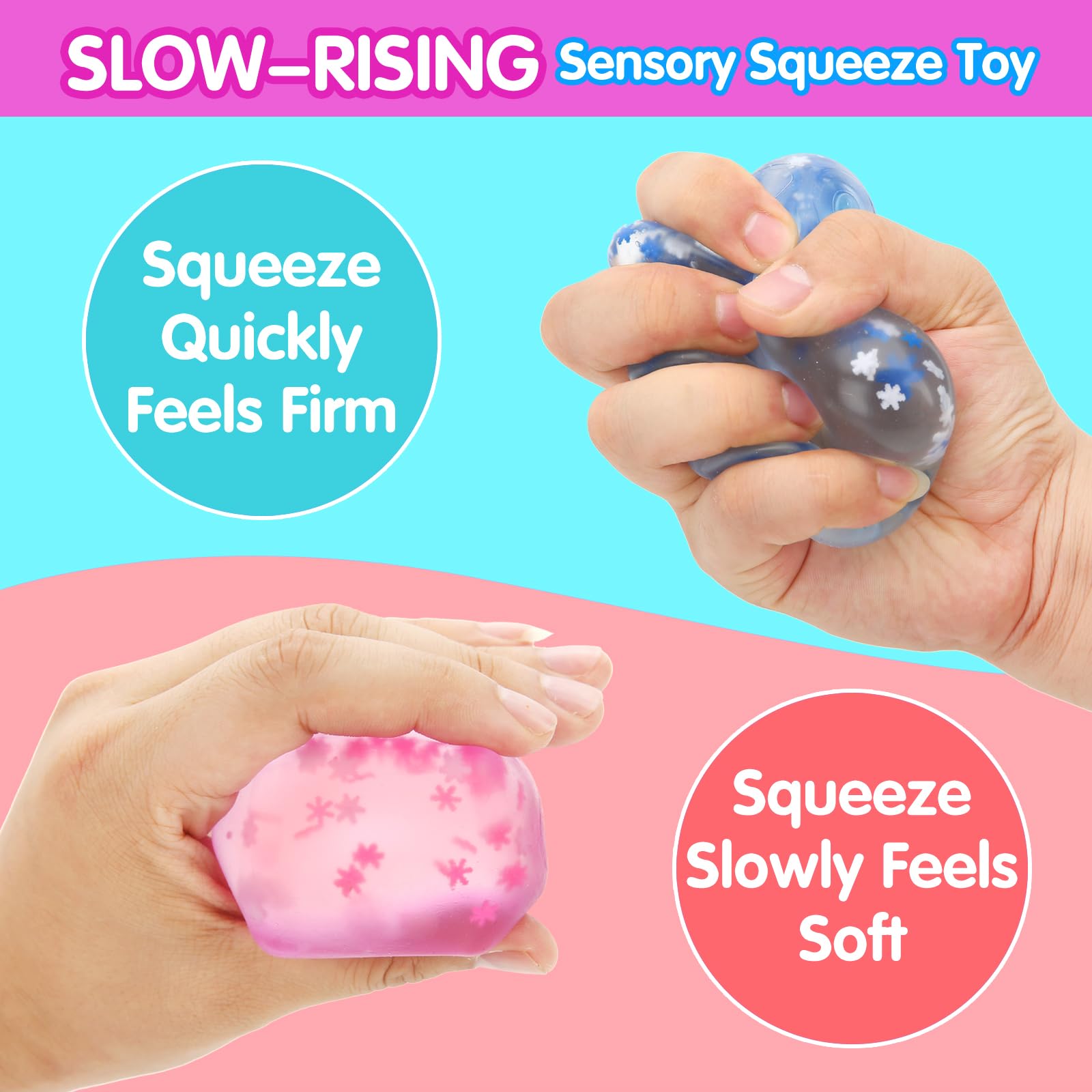 4 Pack Stress Cube Squishy Toys, Snow Ice Cube Slow Rising Squeeze