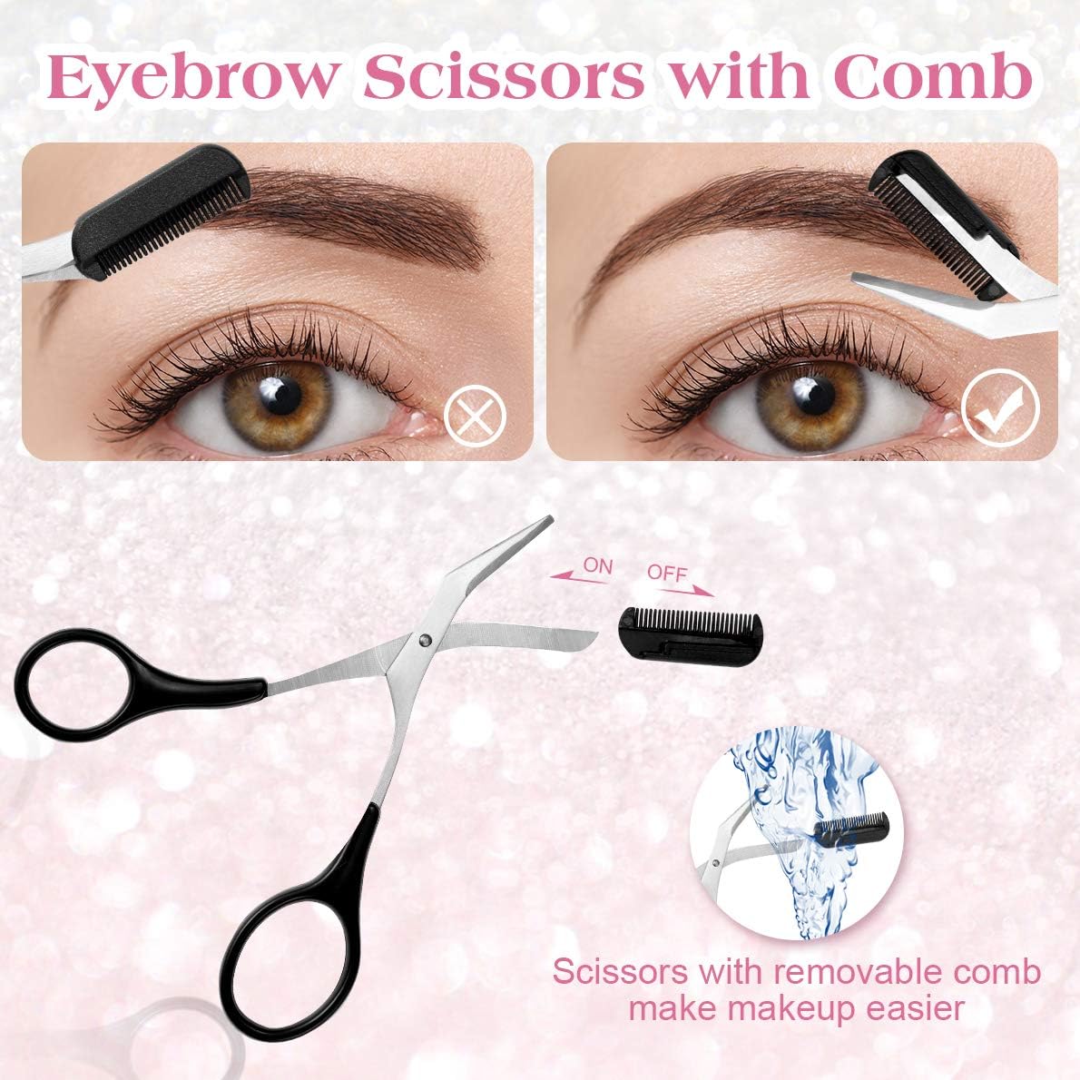 Eyebrow Kit Grooming Scissors Razor Kit 4 In 1 Stainless Steel Set Kit Eyebrow Scissors Eyebrow Brush Tweezers Eyebrow Trim Tool Set