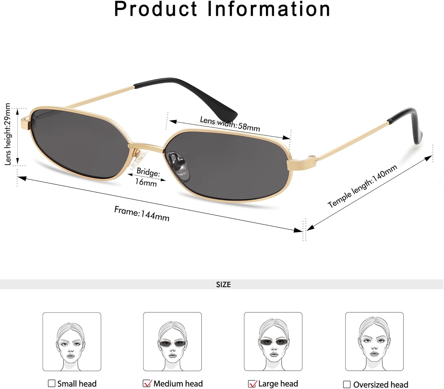 Small Oval Sunglasses For Women Men Retro Rectangle Metal Sun Glasses AP3685 - Image 4