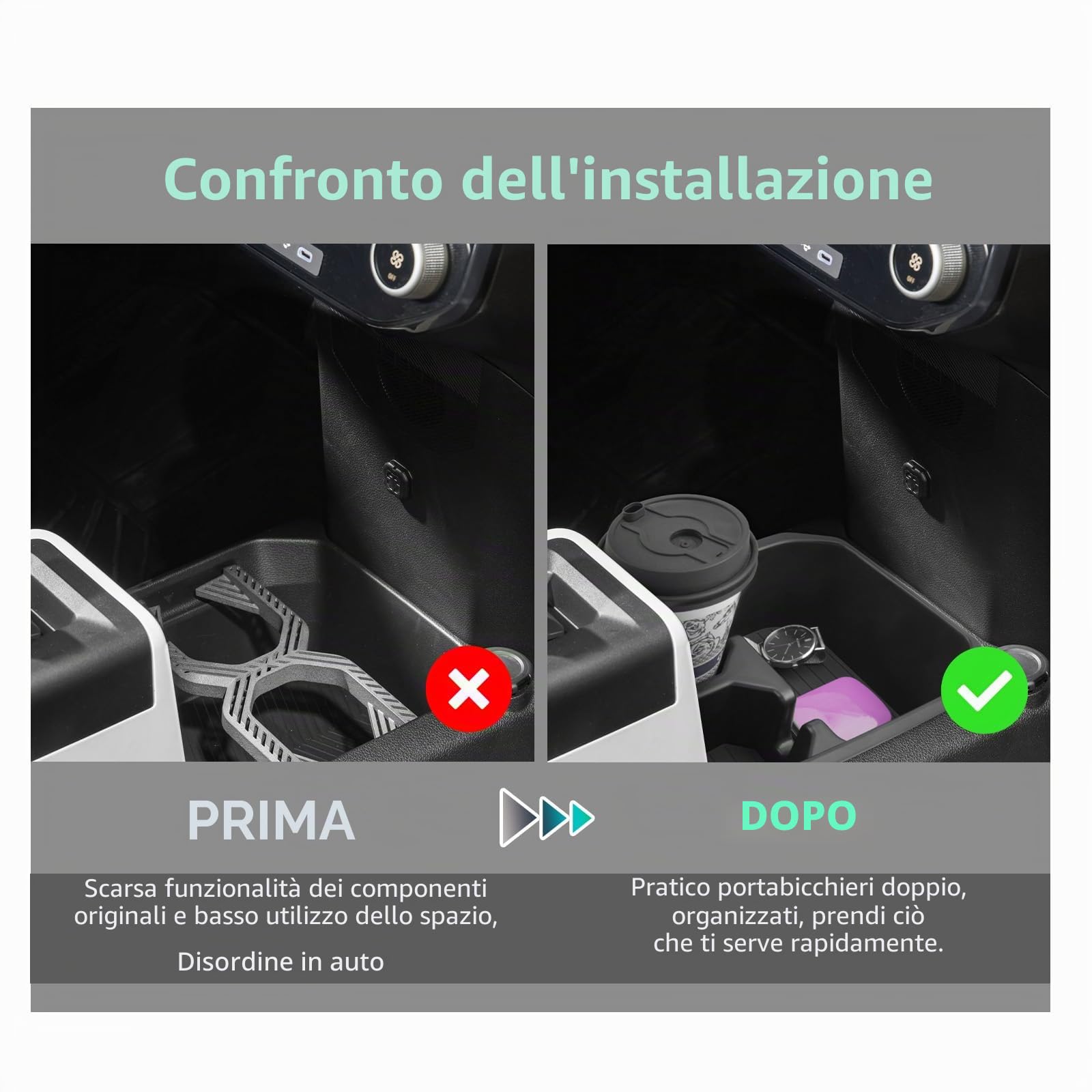 GAFAT [Facelift 2025] Nuovo Spring Electric EV 2025 2026 Contenitore Portaoggetti, Accessori Spring 2025 Organizer Inferiore alla Console Centrale, con 2 Portabevande