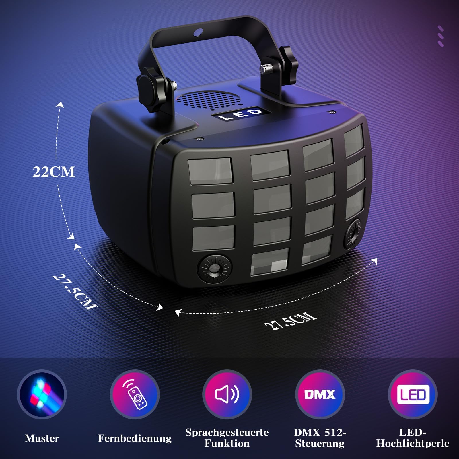 Luce da Discoteca RGBW per Feste e DJ - Attivata dal Suono D-MX512 Con Derby Beam, Strobo e Dinamico di Tendone - Palco Con Remoto Controllo per Club, Bar, Home Party