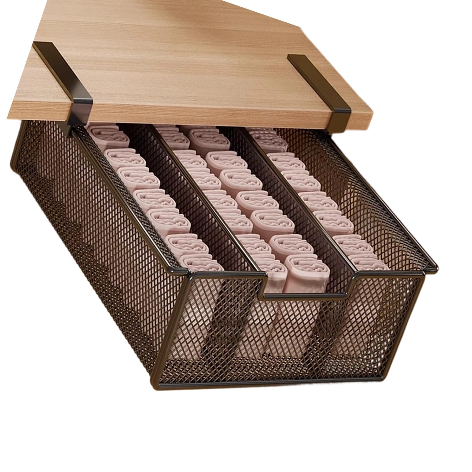 Rustproof Metal Wardrobe Under Shelf Storage Basket Organizers Ideal for Bedroom and Closet Arrangement Clothes Storage Box Drawer Wardrobe Organizers