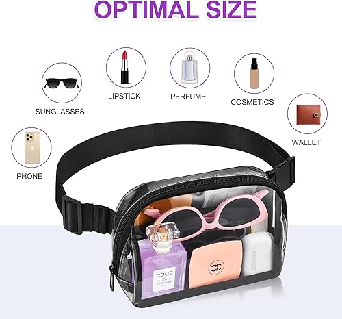 Miniatura 4 de Riñonera transparente para mujeres y hombres, riñoneras de moda, Negro -, Deporte