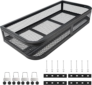 ORCISH Heavy Duty ATV Front Cargo Basket, 17" W x 36" L x 6" H Racks and Baskets with Steel Mesh Surface, Include Mounting Kit, ATV Storage Cargo Box Attachments for Luggage Carrier