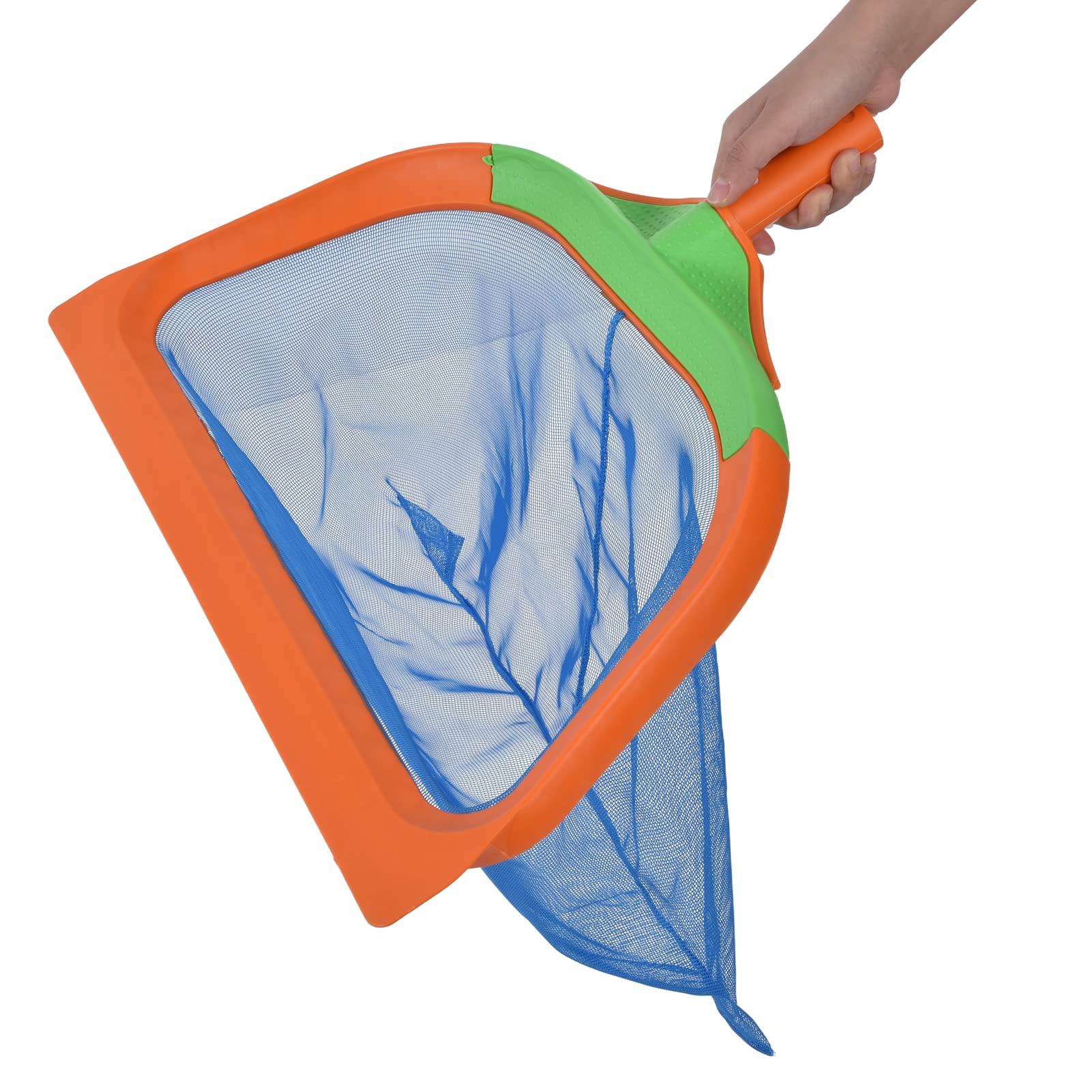 Pilipane Épuisette de piscine - Filet de pêche en eau profonde haute performance avec design en maille fine pour un nettoyage efficace des piscines, bassins et fontaines - Orange - 49 x 40 cm