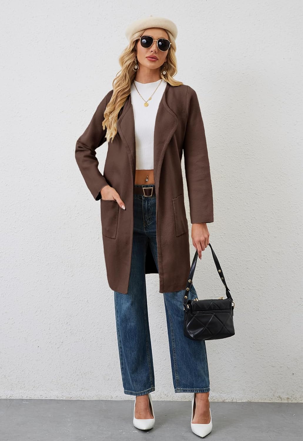 Alaster Queen Women's Open Front Fall Cardigan Long Sweater Knit Winter Coatigan Jacket Cardigan Coats with Pockets - Image 5