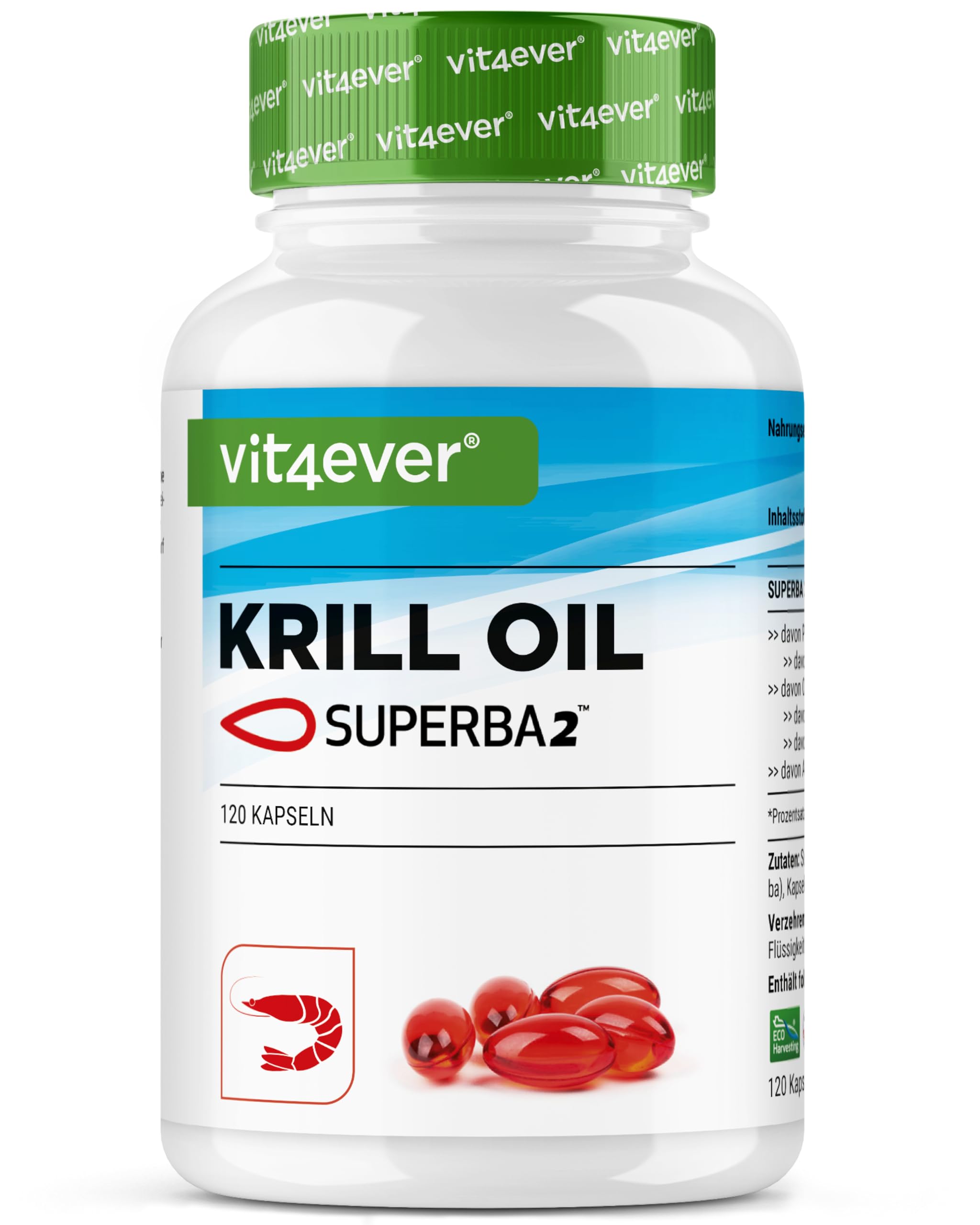  Krill Oil Premium 120 Capsule Vitaminica: Antartico Superbo per Massa Muscolare + EPA + DHA + Astaxantina + Fattori Gra