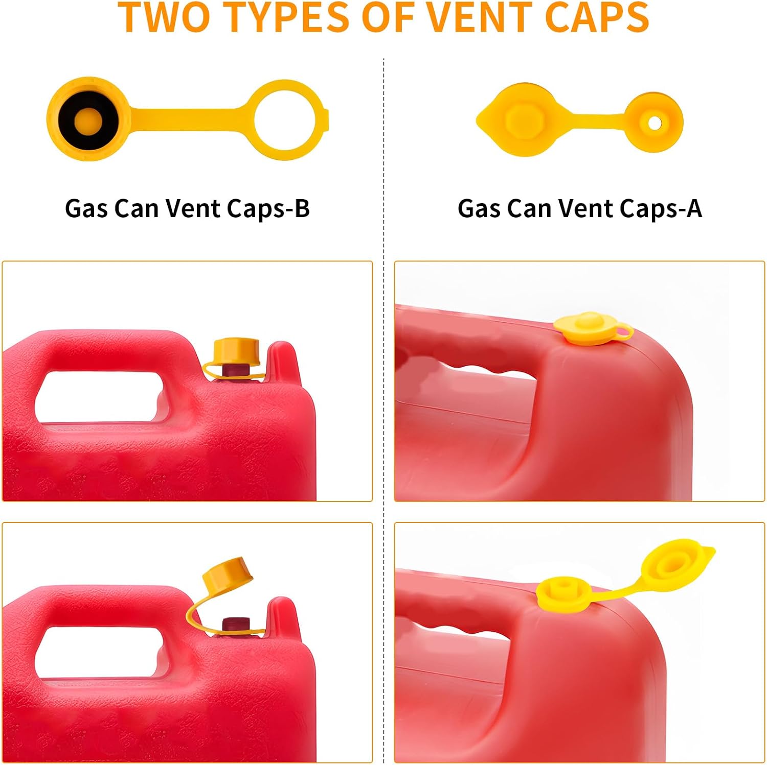 Mupera Gas Can Nozzle Replacement Kit 4-Piece, Flexible Fuel Spout | Fits 1/2/5/10 Gallon Cans, Leak-Resistant Caps, Quick-Flow Design, Yellow Universal Gas Can Spout Kit