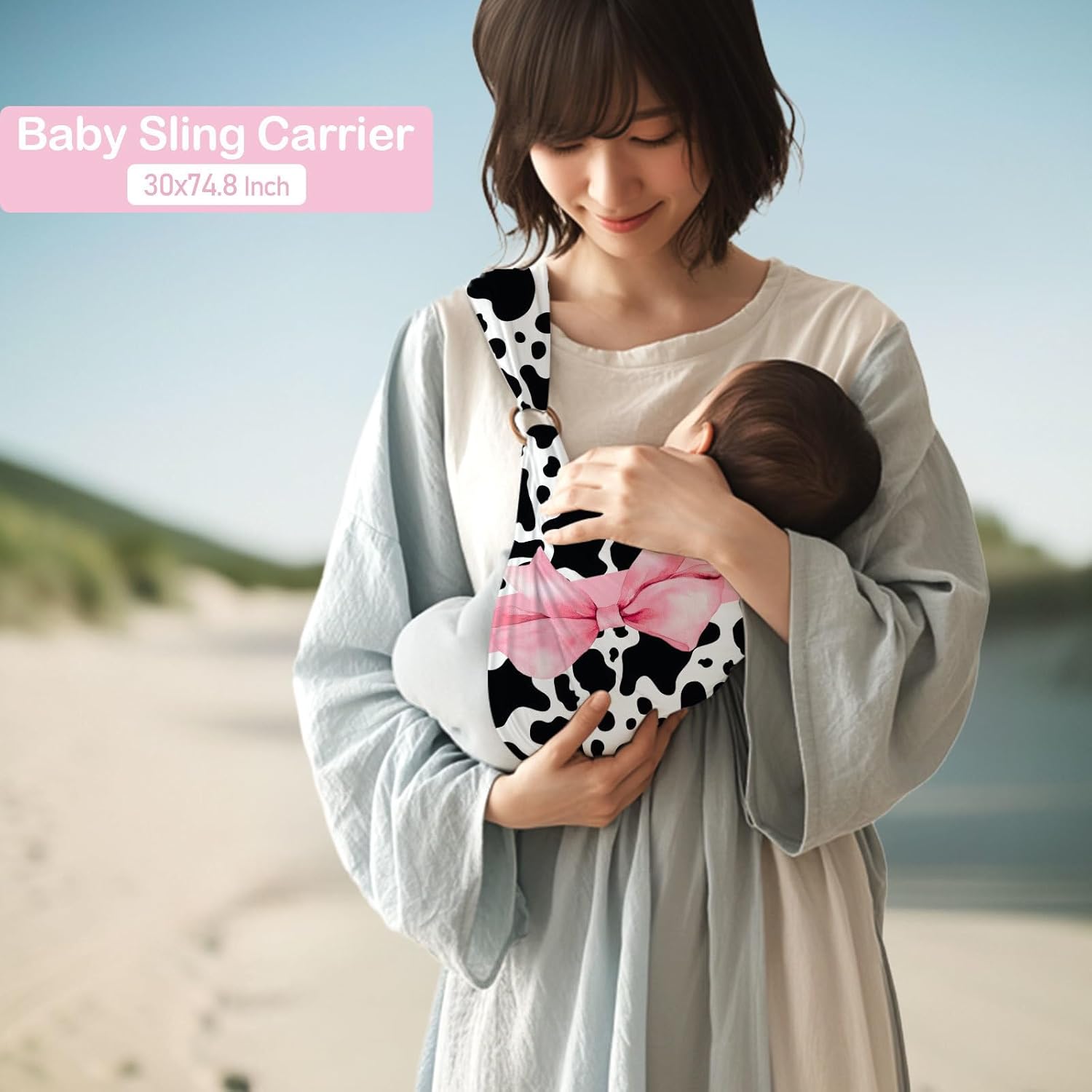 Pink Bow Cow Print Personalized Baby Girl Crib Bedding Set with Name – Custom 3-Piece Nursery Set with Minky Dot Blanket, Fitted Crib Sheet & Changing Pad Cover for Infants & Toddlers