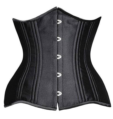 SHAPERX Women 24 Double Steel-Boned Longline Heavy Duty Waist Training Corsets Shaper - Black - Small