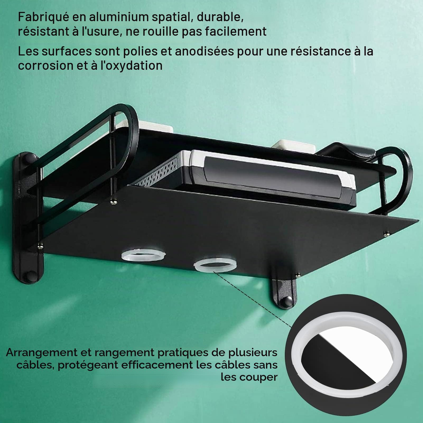 Support Mural Flottant à Double Couche, Boîte de Rangement pour Routeur Wifi Double Sans Fil, Support Mural pour Support de Stockage TV pour Chambre à Coucher, Salon