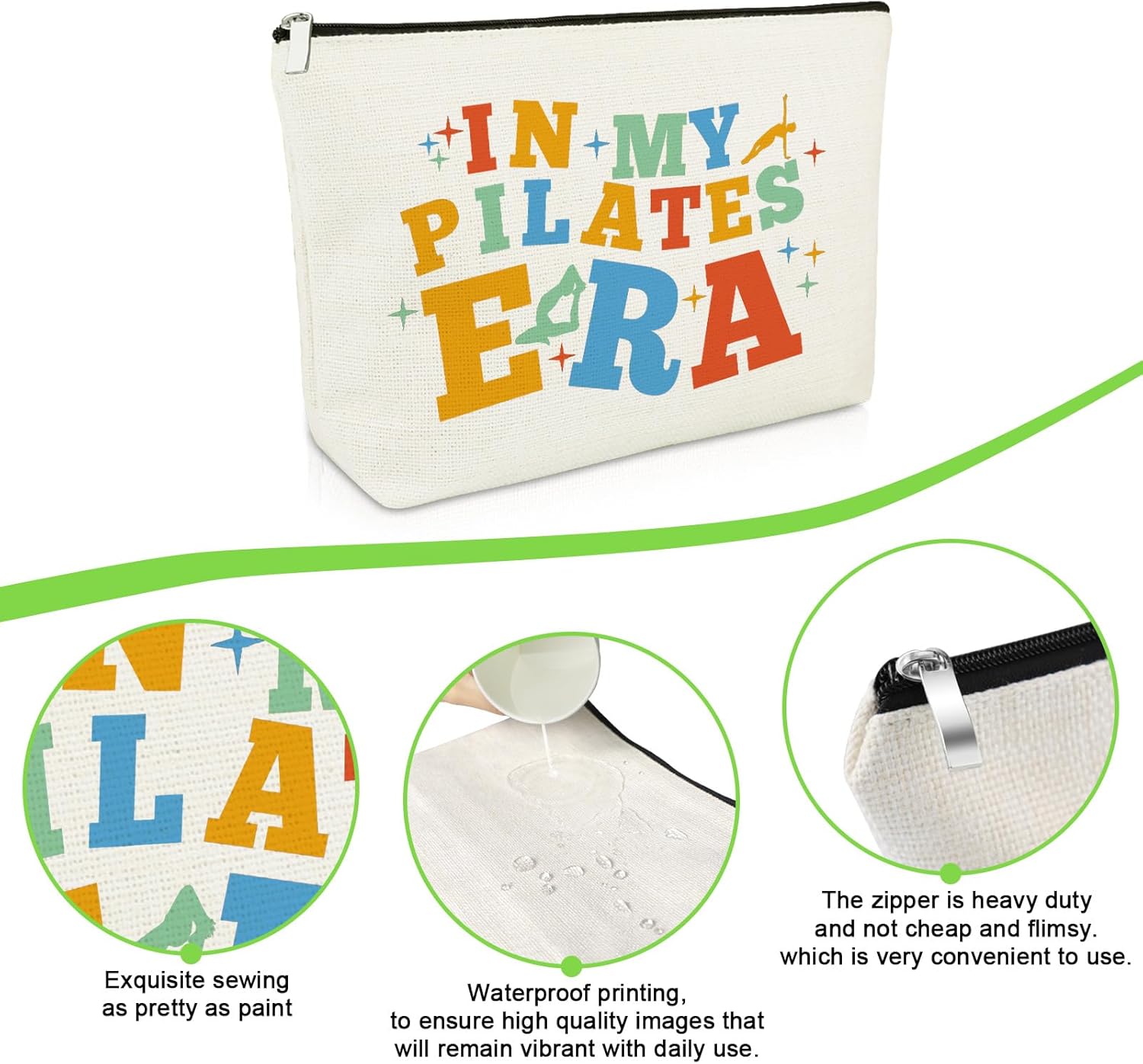 Pilates Makeup Bag Pilates Lover Gifts Yoga Presents for Women Teacher Instructor Best Friend Coworker Zipper Pouch Yoga Lovers Gift Ideas Christmas Birthday Presents Meditation Travel Cosmetic Bag - Image 3