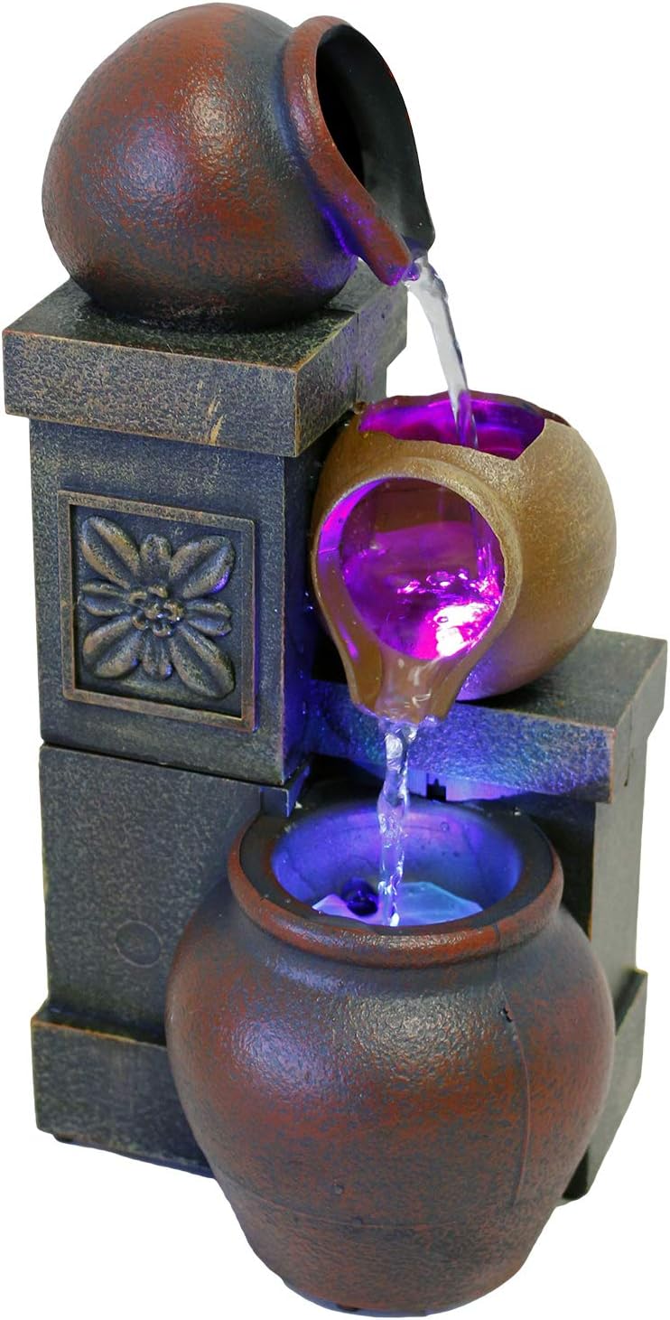 10" H Rustic Vase Tabletop Fountain with Color Changing LED