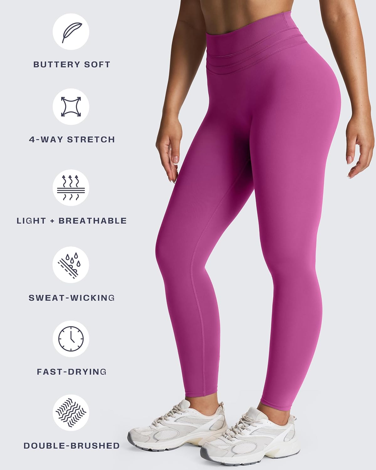 Aoxjox High Waisted Workout Leggings for Women Scrunch Tummy Control Luna Buttery Soft Gym Yoga Pants 26" - Image 6