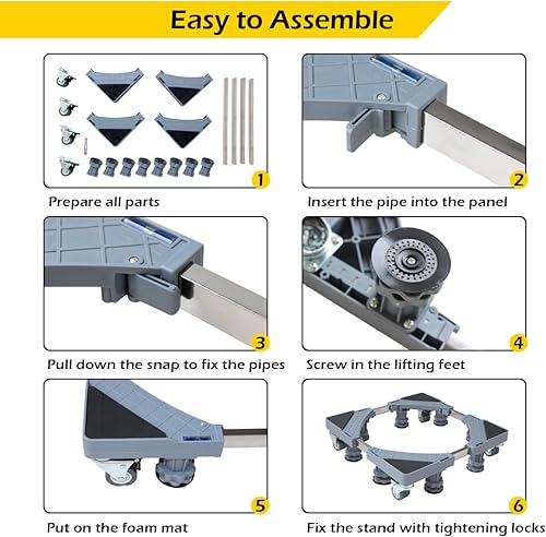 Miniatura 7 de MaxWorks 50835 - Soporte para lavadora con 4 ruedas de bloqueo y 8 pies fuertes, electrodoméstico capacidad de 660 libras, base móvil ajustable para