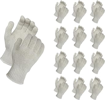 GUS Mens Cotton/Poly String Knit Protection Work Gloves for Painter Mechanic Industrial Warehouse Construction