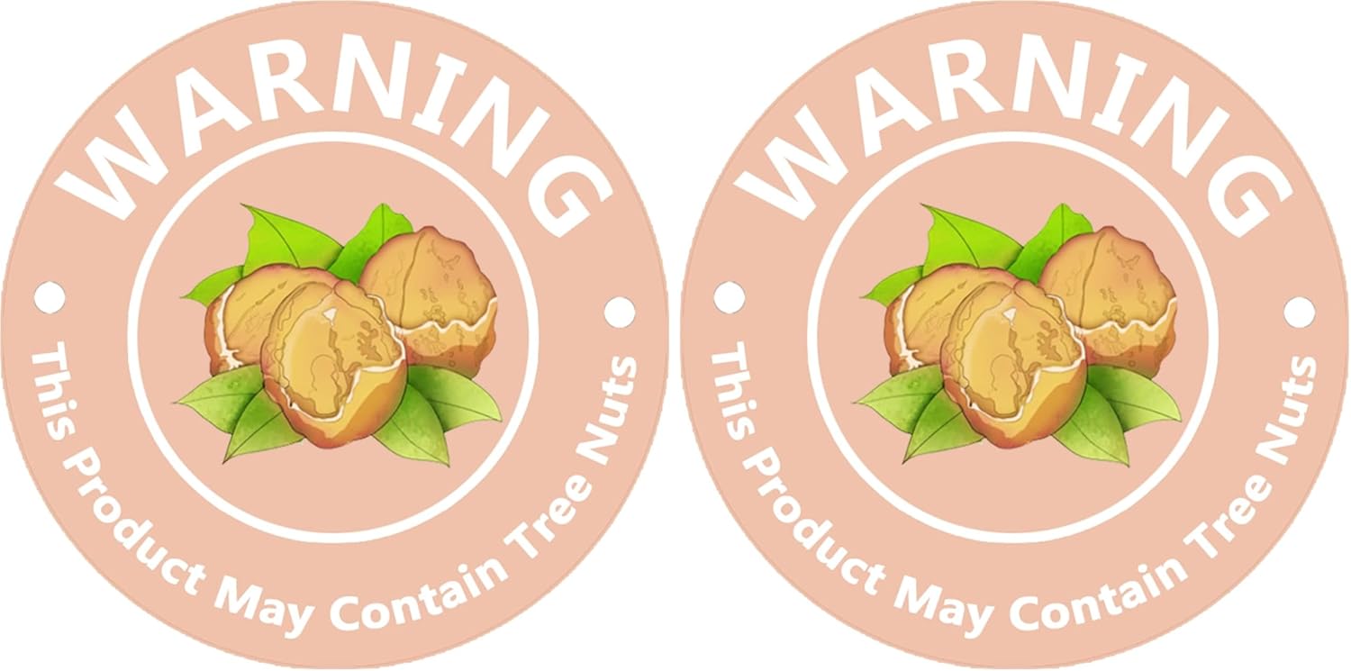1.5 Inch Contains Nuts Tree Nuts Allergen Labels,Allergy Warning Stickers,Food Advisory Labels for Food Packing,Retail and Restaurants,500 Pcs. (Pack of 2)