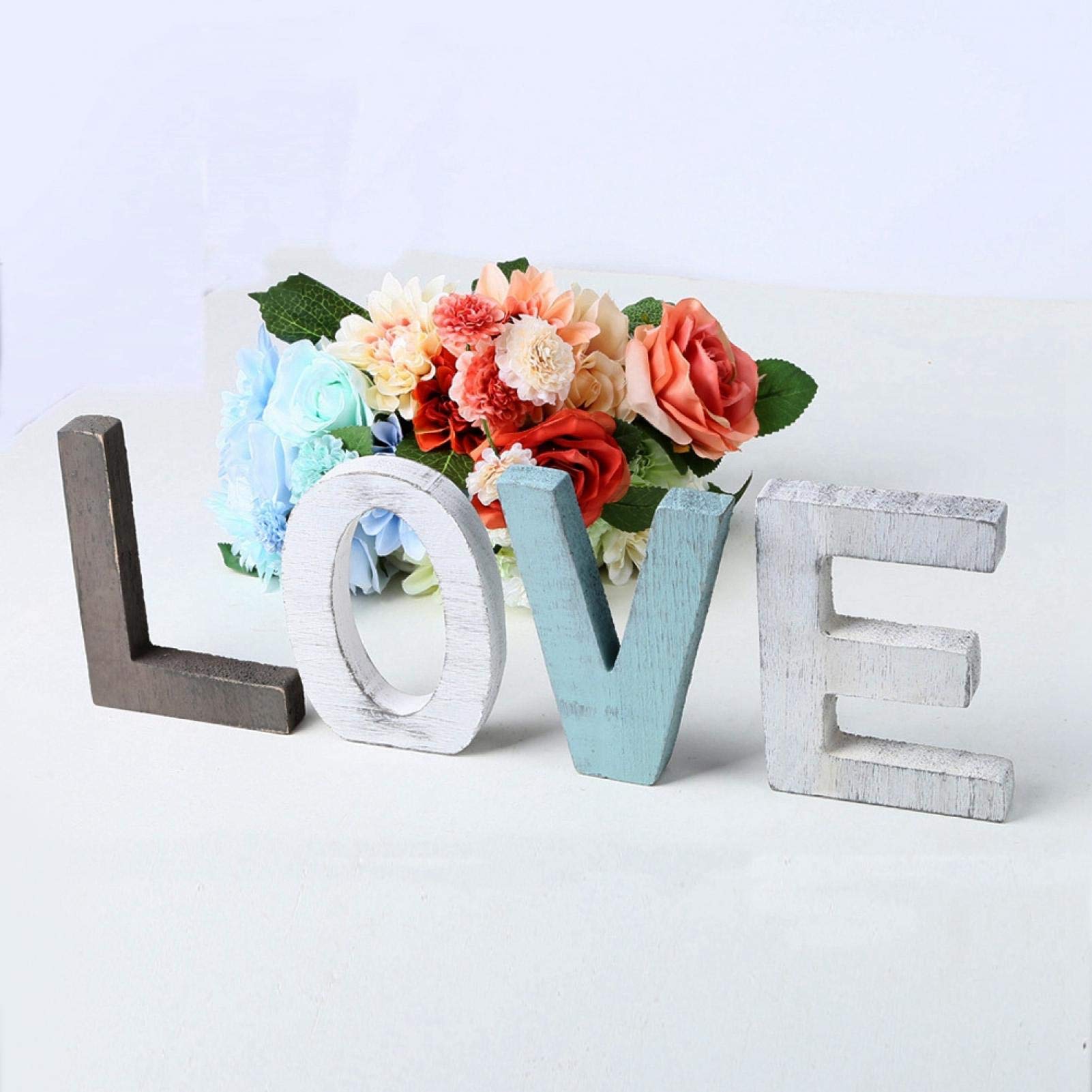 Letras de Madera de Estilo rústico, letreros Decorativos de Palabras con Bloques de Madera, Letras de Madera Independientes, letreros de Amor rústicos para la decoración del hogar de la Fiesta de