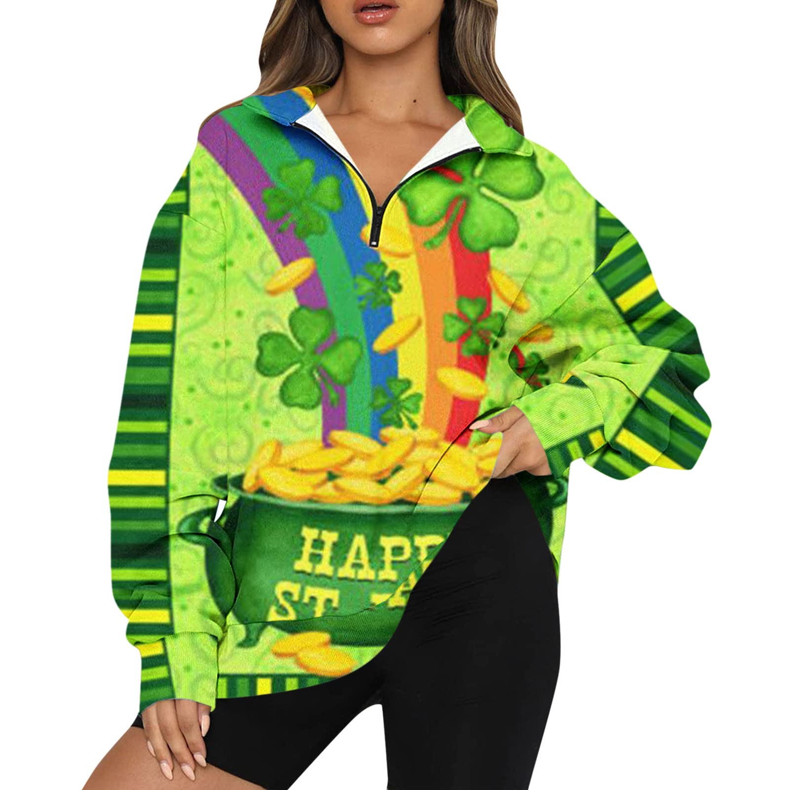 Womens Oversized Half Zip Pullover Long Sleeve Sweatshirt Quarter Zip Trendy Hoodie Ouffits Teen Lined Sweater for