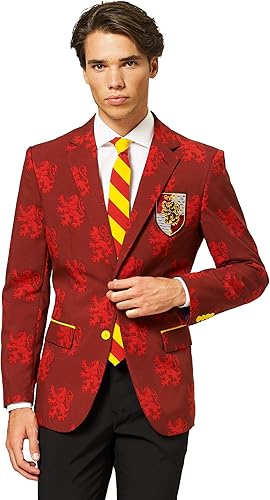 Miniatura 2 de Opposuits Disfraz prémium de Harry Potter para hombre, House Gryffindor, traje ajustado, rojo, incluye chaqueta, pantalones y corbata